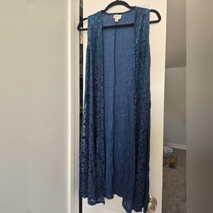 Elegant LuLaRoe Blue Velvet Long Vest